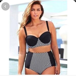 Swimsuits for All | Chevron Print Bikini Top & High Waist Swim Bottom 10-12